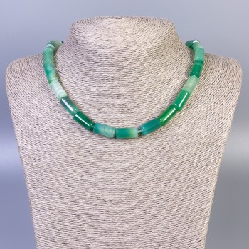 Agate Necklace with Smooth Cylindrical Beads, 15x8 mm, 45 cm long, with clasp