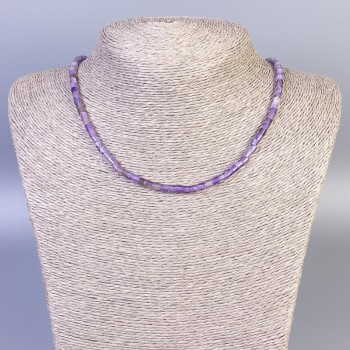 Amethyst Necklace with natural gemstone, faceted cut, 4x4 mm diameter, length 45 cm, with clasp