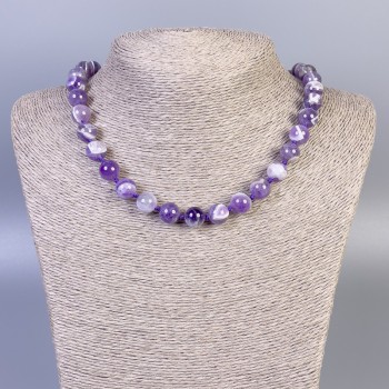 Amethyst Necklace with Smooth Bead, 10 mm diameter, 50 cm length ± with clasp
