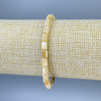 Faceted Mother-of-Pearl Bracelet, 6x5 mm Beads, 18 cm Stretch