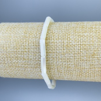 Stretch bracelet with cylindrical mother-of-pearl beads, diameter 13×4 mm, length 18 cm