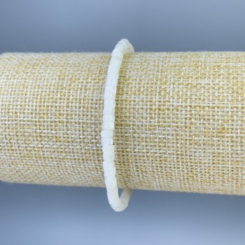 Mother-of-Pearl Rondelle Bracelet, 4×2 mm, Stretch 18 cm