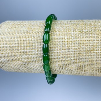 Chrysoprase Barrel Bracelet, diameter 8×6 mm, length 18 cm, stretch base