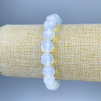 Moonstone Bracelet with Faceted Bead, 10mm Diameter, 18cm Length, Stretch