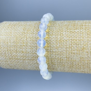 Moonstone bracelet with faceted beads, 8 mm diameter, 18 cm length, elastic