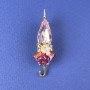 Brooch Umbrella with Pink Crystal and Pearl Beads, 46x16 mm, Gold-Toned Metal