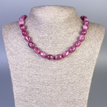 Faceted Tourmaline Bead Necklace, 13×10 mm Beads, 45 cm Long, with Clasp