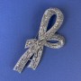 Bow Brooch with Gray Crystals in Dark-Silver Metal, Diameter 78×40 mm +
