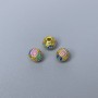 Cloisonné Bead Rondelle Insert Purple, Blue and Light Blue Enamel, 6×5 mm diameter, hole 1 mm, gold-tone metal color 1