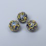 Cloisonné Bead, Blue Enamel, 10 mm Diameter, 2 mm Hole, Gold-tone Metal, 1 pc