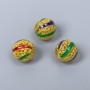 Cloisonné Bead - blue, red, green enamel, 10 mm diameter ±, 1.8 mm hole, gold-tone metal, 1 pc