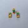 Cloisonné Bead Cylindrical Fish Red-Green Enamel, 4x9 mm, hole 2 mm, Gold-tone metal, 1 pc