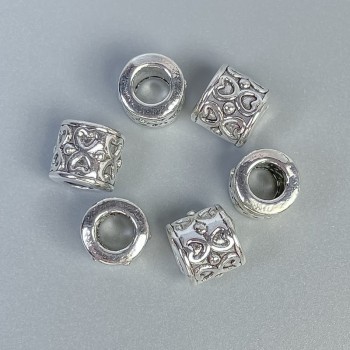 Bead Insert Fittings, Silver-Tone, 8×8 mm, hole diameter 4.8 mm, packaging 10 pcs