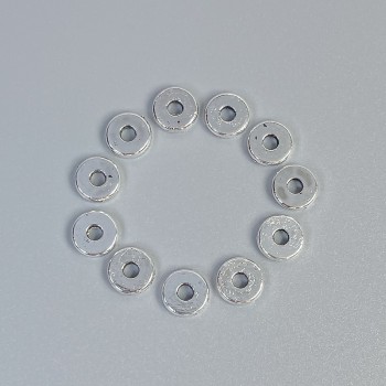 Bead insert finding, silver metal color, 6×1 mm diameter, hole diameter approx 1.5 mm, packaging 20 g (~100 pcs)