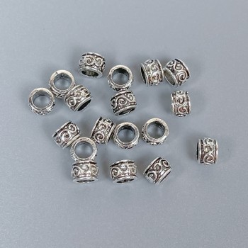 Bead insert findings, silver metal color, 5x3.5 mm, hole diameter about 3 mm, packaging 20 g (~100 pcs)