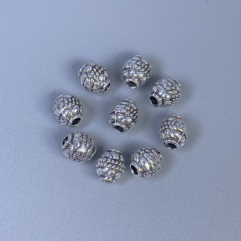 Silver-tone bead insert findings, diameter 6×5mm ± hole, diameter 1.5mm ± packaging 20 g (~50 pcs)