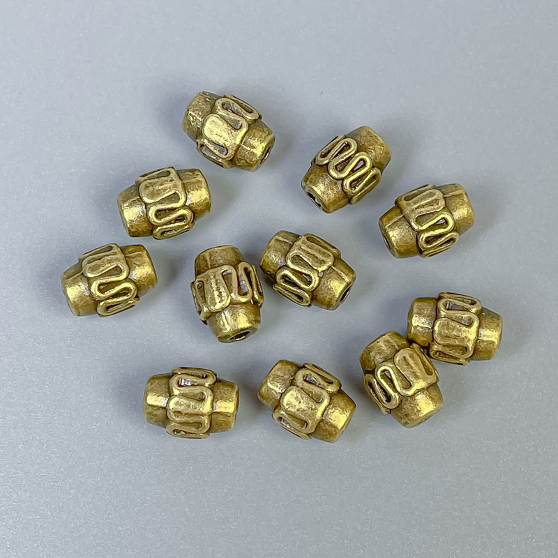 Bronze-colored bead insert (finding), diameter 7x9 mm ±, hole 2 mm ±, packaging 20 g (~15 pcs)