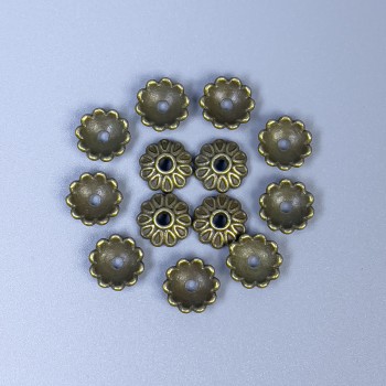 Bronze-Colored Bead End Caps, 8x1 mm, hole diameter 1.5 mm, packaging approx. 32 pcs