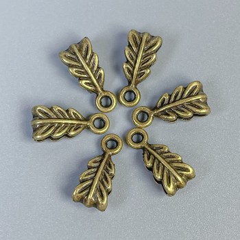 Bronze-colored bail hardware, size 14×7×5 mm, hole diameters 2.5 mm and 1.8 mm, packaging 22 pcs