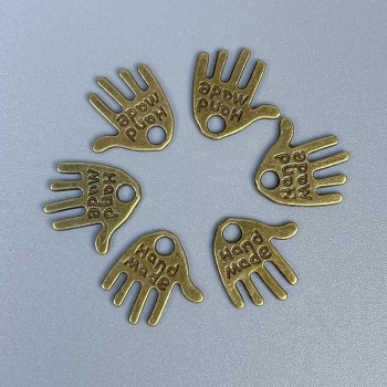 Palm Pendant Findings, Handmade, Bronze-Colored Metal, Size 12x11x1 mm ± Hole, Diameter 1.5 mm ± Packaging 20 g (~50 pcs)
