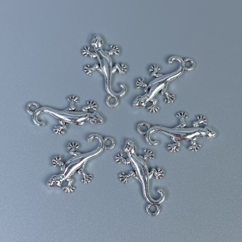Pendant findings 'Lizard', silver-tone metal color, size 23×13×2 mm, hole diameter 2 mm, packaging 12 pcs