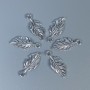 Leaf pendant findings, silver-colored metal, size 23x10x1 mm, hole diameter 2 mm, packaging 20 g (~26 pcs)