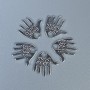 Palm-shaped pendant findings, handmade, silver-tone, size 12x11x1 mm ± hole, 1.5 mm diameter ± packaging 20 g (~50 pcs)