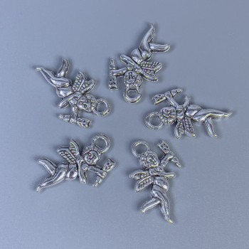 Pendant findings Cupid, silver color, dimensions 23×14×3 mm ± hole Ø 2.5 mm ± packaging 20 g (~12 pcs)