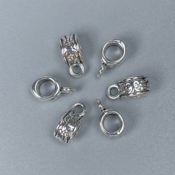 Bale findings, silver-tone metal, size 11×5×6 mm ±, hole diameters 4.5 mm ± and 2 mm ±, packaging 20 pcs