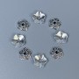 Bead cap findings, silver metal color, diameter 8.5 x 0.5 mm, hole diameter ~1.5 mm, packaging 60 pcs