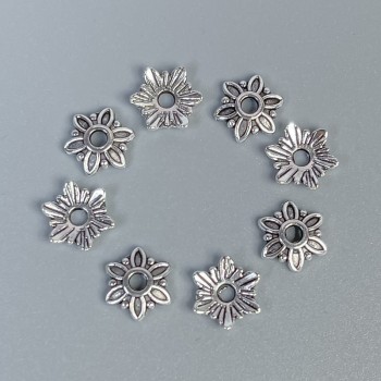 Bead cap findings for beads, silver metal color, diameter 7x1 mm ± hole, diameter 1.5 mm ± packaging 80 pcs