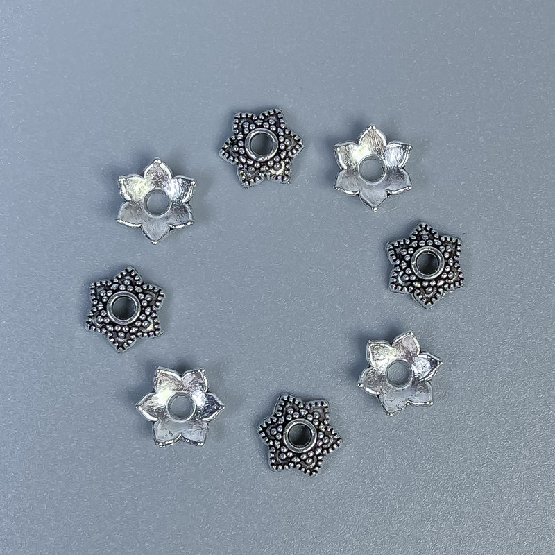 Bead Cap Findings for Beads, Silver Color, diameter 7×1 mm, hole diameter 2 mm, packaging 20 g (~88 pcs)