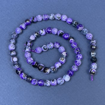 Agate Beads on Thread, Faceted Round Bead, 6mm Diameter, About 37cm Length