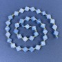 Aquamarine faceted beads, diamond-shaped 8x8 mm, on a thread with beads, length 37 cm+
