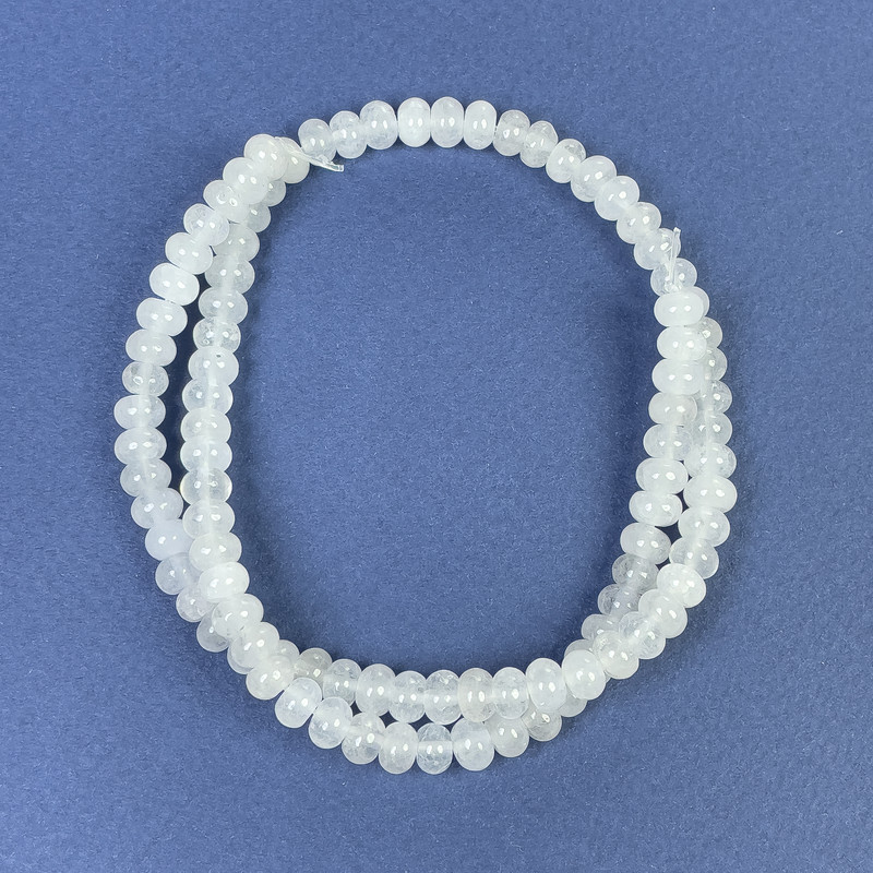 Rock Crystal Rondel Beads 6x4mm on Beading Thread, Length 38 cm