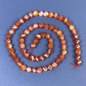 Carnelian Beads, Faceted Diamond 6x5mm ± on Thread