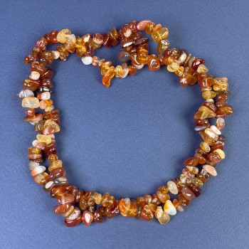 Carnelian Chips 7–12 mm on Beading Thread, 80 cm Long+