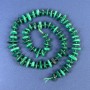 Malachite Chips Beads 8-13x4mm ± with 3mm Seed Beads ± on Thread, Length 41 cm+