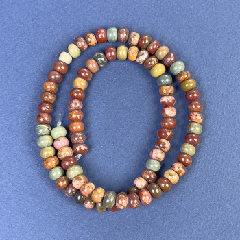 Намистини Яшма рондель 6х4мм+-на волосіні, довжина 38см+