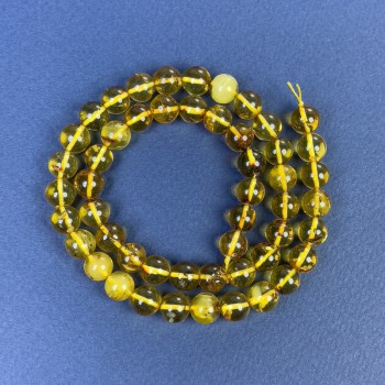 Amber Beads Smooth Ball 7mm on Thread, Length 39 cm+