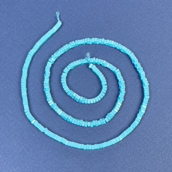 Turquoise square rondelle beads 2.5×1 mm on a thread, length 39 cm+