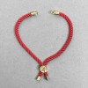 Textile bracelet base, red color with metal insert, diameter 5.5 mm +/-; diameter 8 mm +/- gold-tone metal, length 10.5 cm