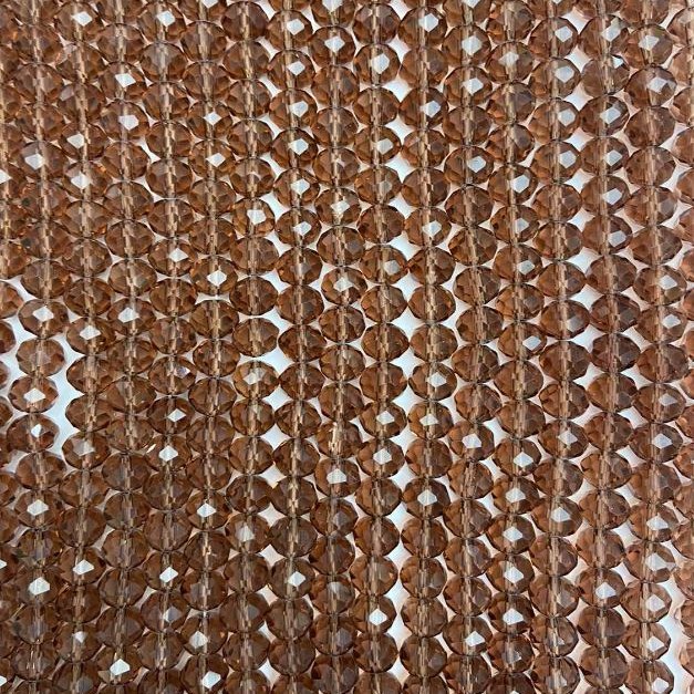 Beads Czech crystal on thread brown transparent faceted rondelle, diameter 8x6 mm + -, length 40 cm +