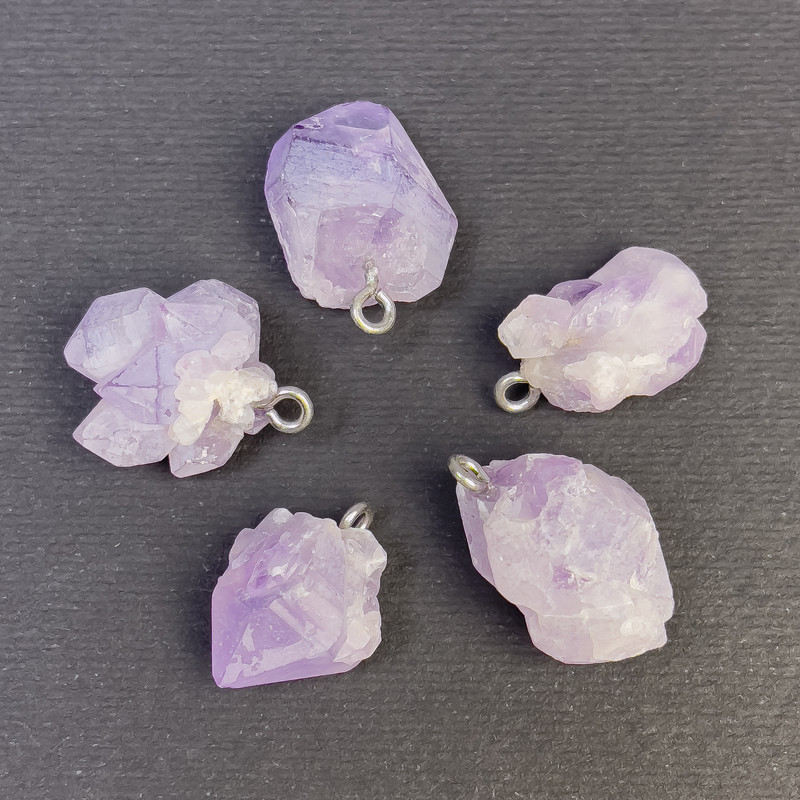 Unprocessed Amethyst Pendant 18-25×14-16 mm+