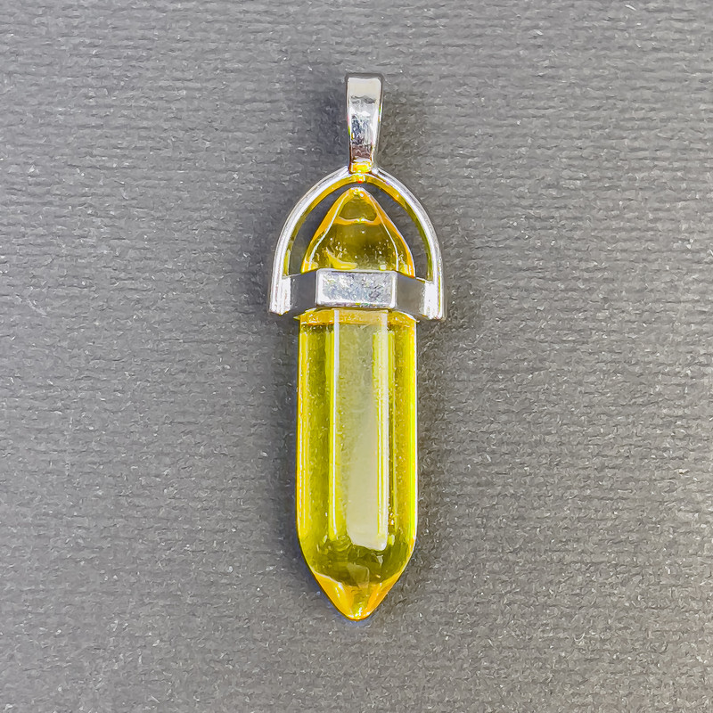 Hexagonal pendant with yellow glass crystal ball, 8×31×41 mm+