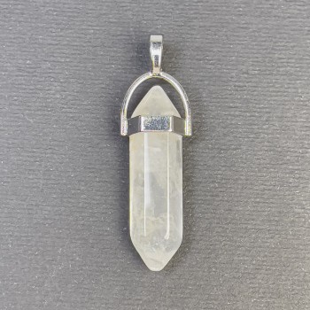 Rock crystal pendant, hexagonal prism, crystal ball, 8x31x41 mm+