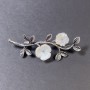Brooch-Pendant "Mother-of-Pearl Flower" Silver-Tone Metal 52×20 mm+