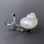 Brooch-Pendant 'Snail' in Silver-Tone with Black Rhinestones