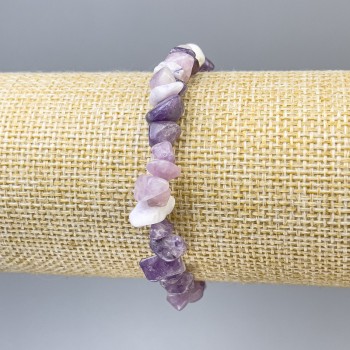 Lepidolite chip bracelet, 7×3 mm chips, 18 cm length, stretch bracelet