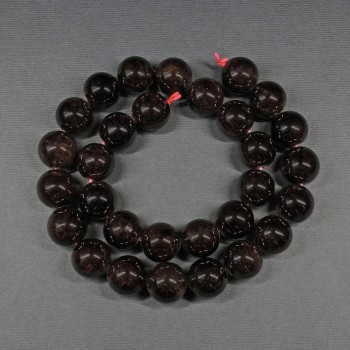 Garnet Beads, Smooth Ball 13mm on Thread, Length 39cm+